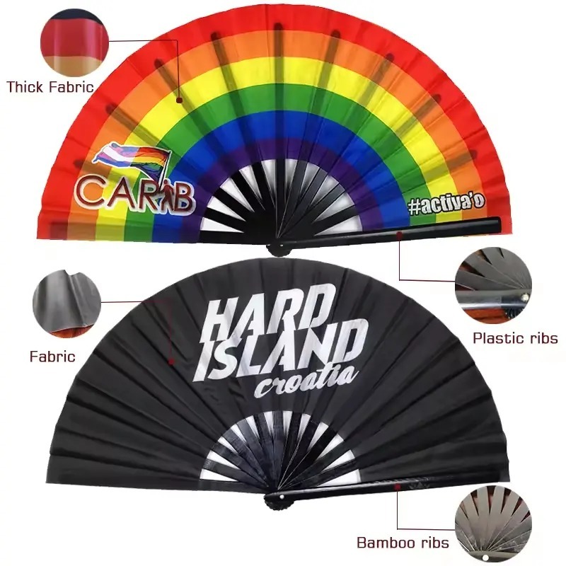 Custom Print Pantone Color Bamboo Hand Fan with OEM Service and Multiple Sizes